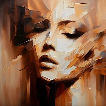 Femme Abstrait Marron Or