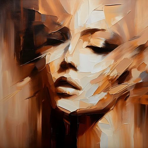Vrouw Abstract Bruin Goud