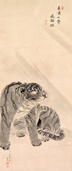 Maruyama Okyo. Tiger bei Wind und Regen von 1000 Schilderijen