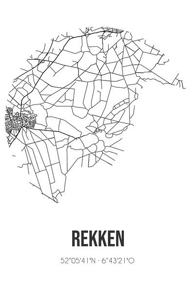 Rekken (Gelderland) | Landkaart | Zwart-wit van Stad & Wand