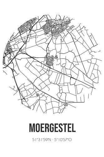 Moergestel (Noord-Brabant) | Landkaart | Zwart-wit