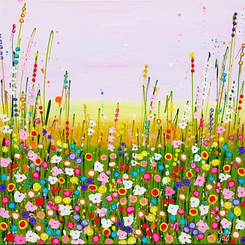 Buntes Blumenfeld pastell