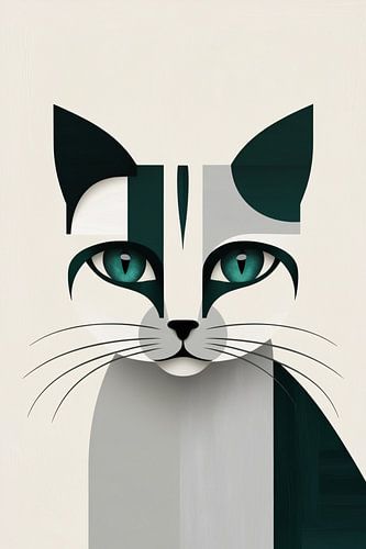 Minimalistische kat in geometrische vormen