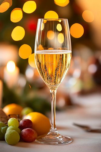 Champagneglas met vers fruit