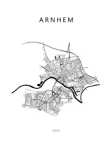 Plattegrond Arnhem in zwartwit