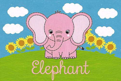 Illustration d'un éléphant rose mignon