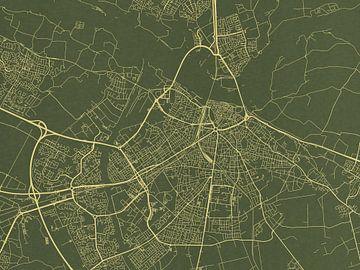 Carte de Nijmegen en or vert sur Map Art Studio