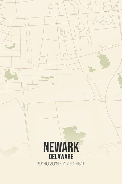 Carte ancienne de Newark (Delaware), Etats-Unis. par Affiches de lieux