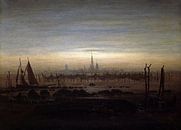 Greifswald in moonlight, Caspar David Friedrich - 1817 by Het Archief thumbnail