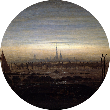 Greifswald in maanlicht, Caspar David Friedrich - 1817