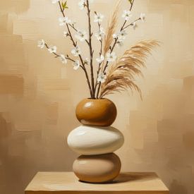 Japandi Stilleven Sereniteit in Natuurlijke Balans van Marjolein van Middelkoop