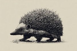 Igel in zarter Tuschestruktur von Eva Lee