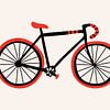 Vélo en rouge et noir sur Studio Miloa