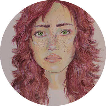 Portret van meisje met roze haar van Iris Kelly Kuntkes