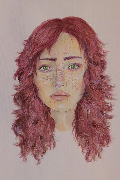Bildnis eines Mädchens mit rosa Haaren von Iris Kelly Kuntkes
