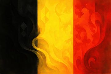 Drapeau belge avec des vagues gracieuses sur Imperial Art House