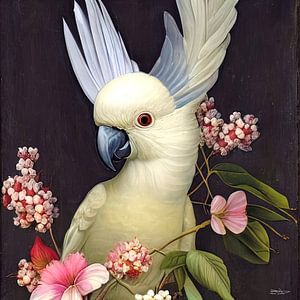 Kakadu mit Blumen von Gelissen Artworks