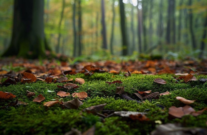 Wandeling in het herfstbos van fernlichtsicht
