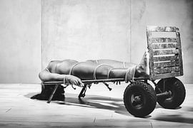 Beautiful naked woman tied up with rope on an old industrial trolley.  #K2380 by Photostudioholland