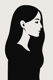 Stille Anmut - Monochromes minimalistisches Porträt von RavenC Store