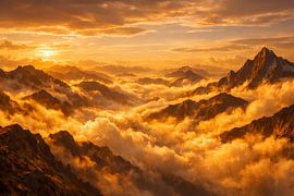 Goldenes Wolkenmeer in den Alpen – Epischer Sonnenaufgang über den Berggipfeln von ButterflyPix