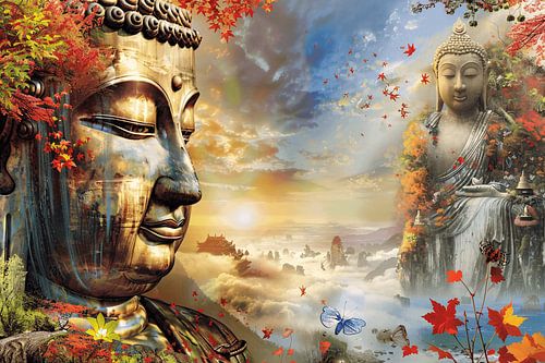 Boeddha in Herfstpracht met Vlinders