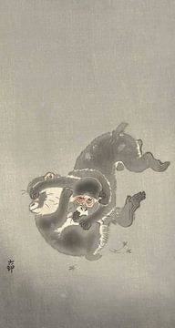 Ohara Koson - Zwei spielende Affen (bearbeitet) von Peter Balan