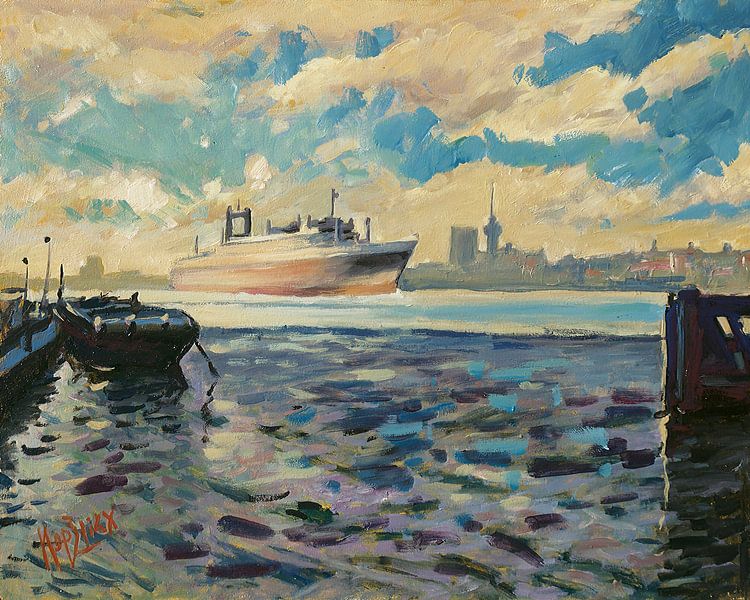 Arrival of the SS Rotterdam in the Maasstad by Nop Briex