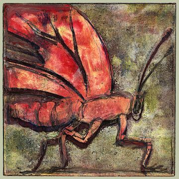 Vlinder, monothypie van Helga Pohlen - ThingArt
