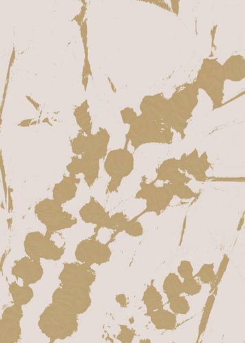 Oker abstract bloemen wanddecoratie – neutrale botanische print