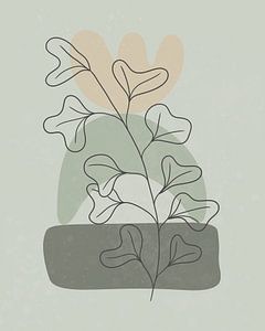 Minimalistisch landschap met een plant met grote bladeren van Tanja Udelhofen