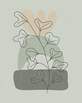 Minimalistische Landschaft mit einer Pflanze mit großen Blättern von Tanja Udelhofen