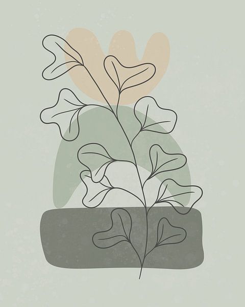 Minimalist landscape with a plant with large leaves