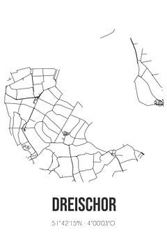 Dreischor (Zeeland) | Landkaart | Zwart-wit van Rezona