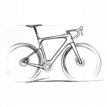 Schwarz-Weiß-Skizze eines Rennrads von Lauren Wilde