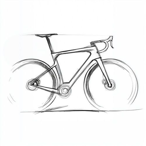 Zwart-wit schets van een racefiets