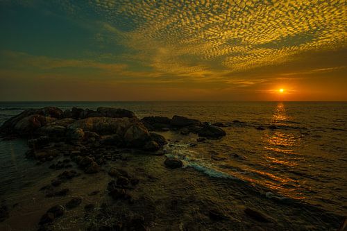 Zonsondergang bij Galle in Sri Lanka
