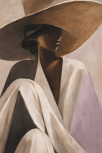Femme portant un grand chapeau bohème