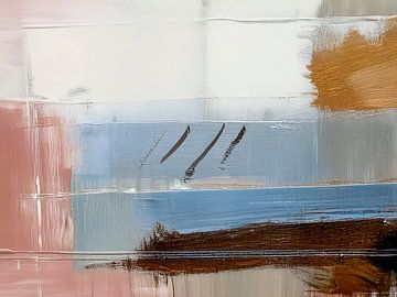 Modern abstract in pastelkleuren met zwart van Studio Pieternel