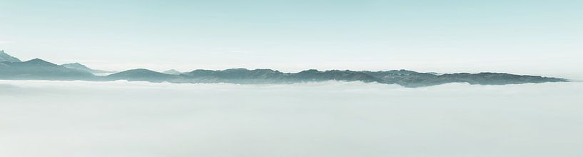 Mountain range above the clouds by Besa Art