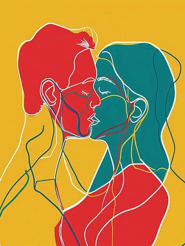 Kissing Couple Style Abstract