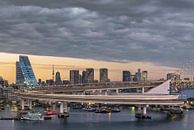 Ronde snelweg die leidt naar de Regenboogbrug van Tokio. van Kuremo Kuremo thumbnail