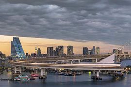 Ronde snelweg die leidt naar de Regenboogbrug van Tokio. van Kuremo Kuremo