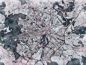 Karte von Kassel im stil 'White winter'