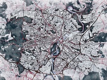 Kaart van Kassel in de stijl 'White Winter' van Maporia