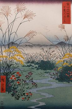 Utagawa Hiroshige - Vlakte van Ōtsuki in de provincie Kai (1858) | Sereen landschap uit de zesendertig gezichten op de berg Fuji