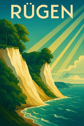 Rügen Reis Poster - Vintage Krijtrotsen Muur Kunst