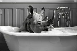 Rhinoceros in the bathtub - A unique bathroom picture for your WC by Poster Art Shop