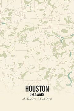Vintage landkaart van Houston (Delaware), USA. van Rezona