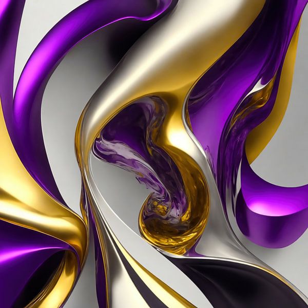 Abstract in goud,zilver en paars von Brian Morgan